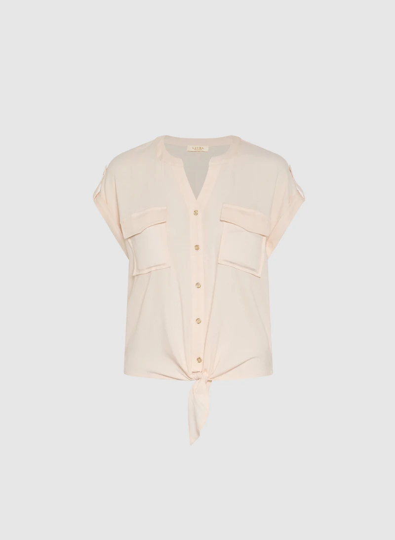 Blouse boutonnée à ourlet nou