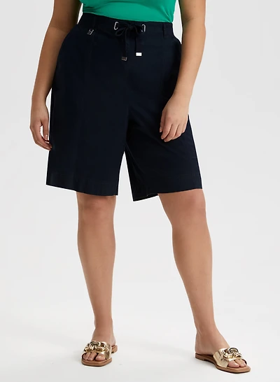 Bermuda fendu à cordons de serrage