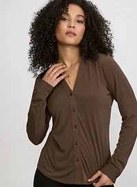 Jersey Button-Down Top