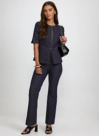 Short Sleeve Denim Jacket & Chain Detail Pants
