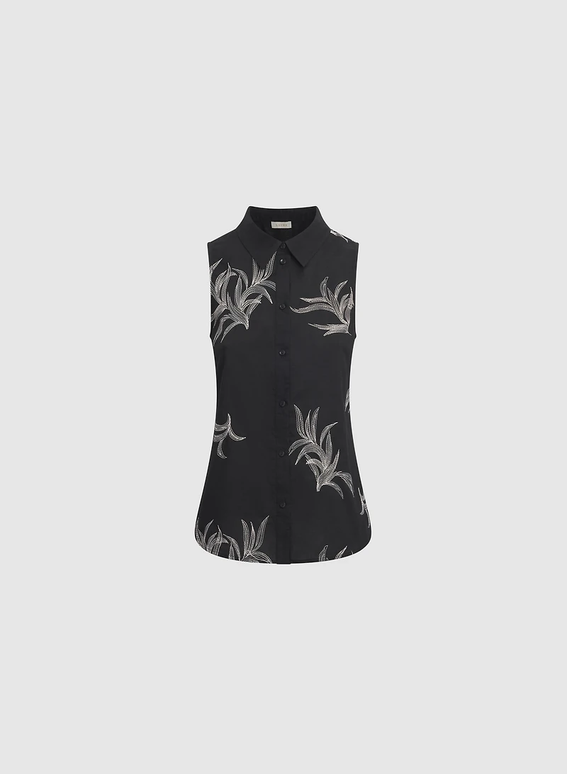 Leaf Embroidered Blouse