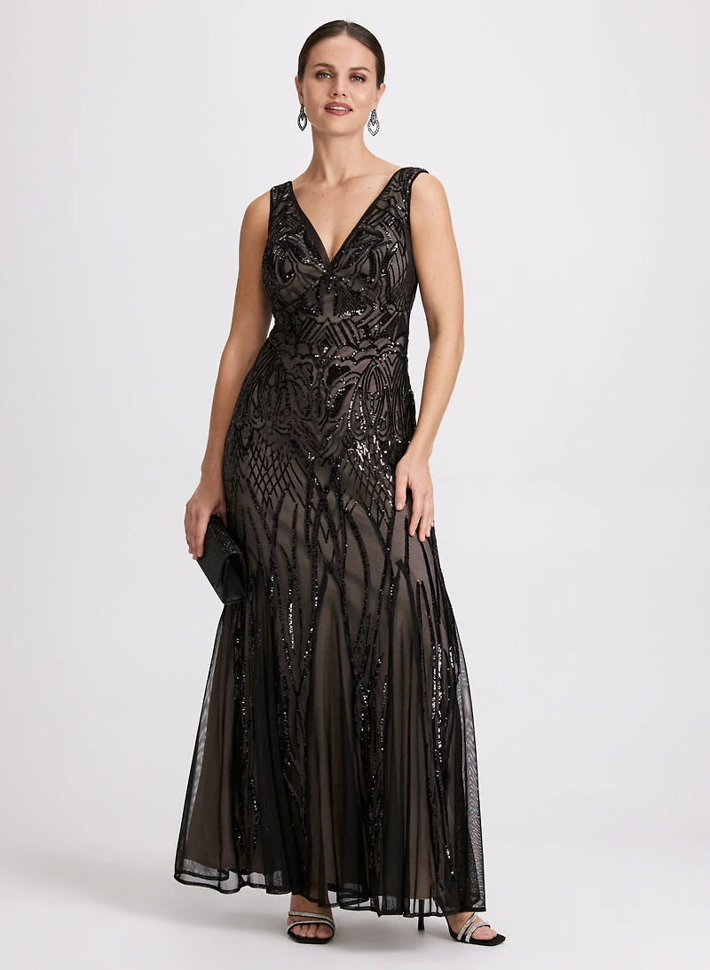 Robe de soirée à motifs scintillants