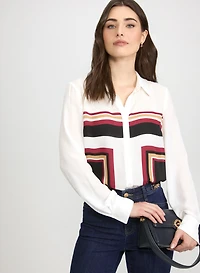 Blouse graphique à rayures