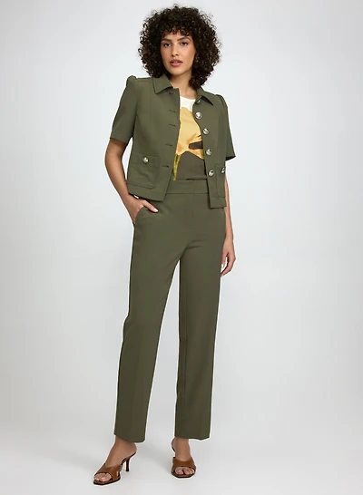 Twill Short Sleeve Jacket & Emma Slim-Leg Pants