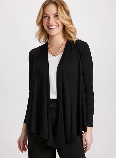 Open-Front Asymmetric Hem Cardigan