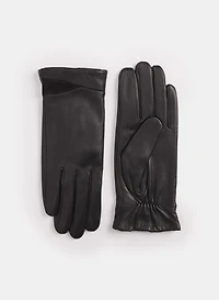 Suede Trim Leather Gloves
