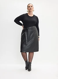 Melanie Lyne - Robe à jupe et ceinture en cuir végane