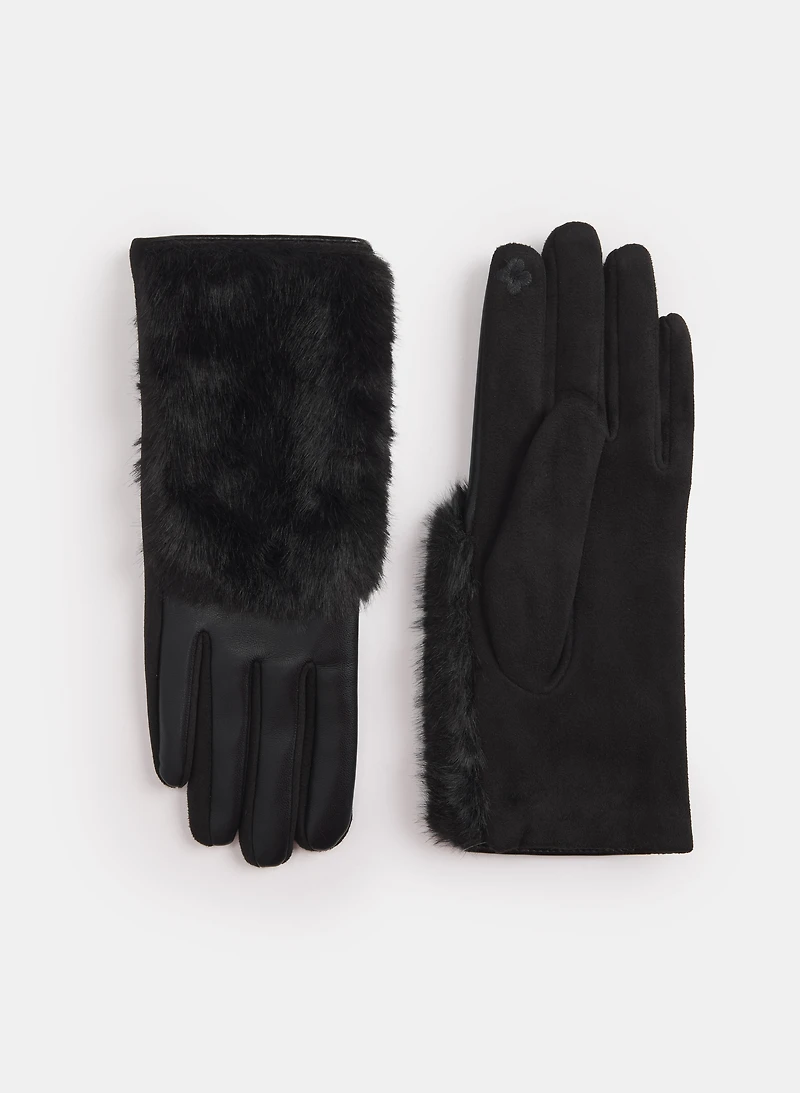 Faux Fur & Vegan Leather Gloves