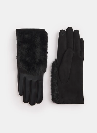 Faux Fur & Vegan Leather Gloves