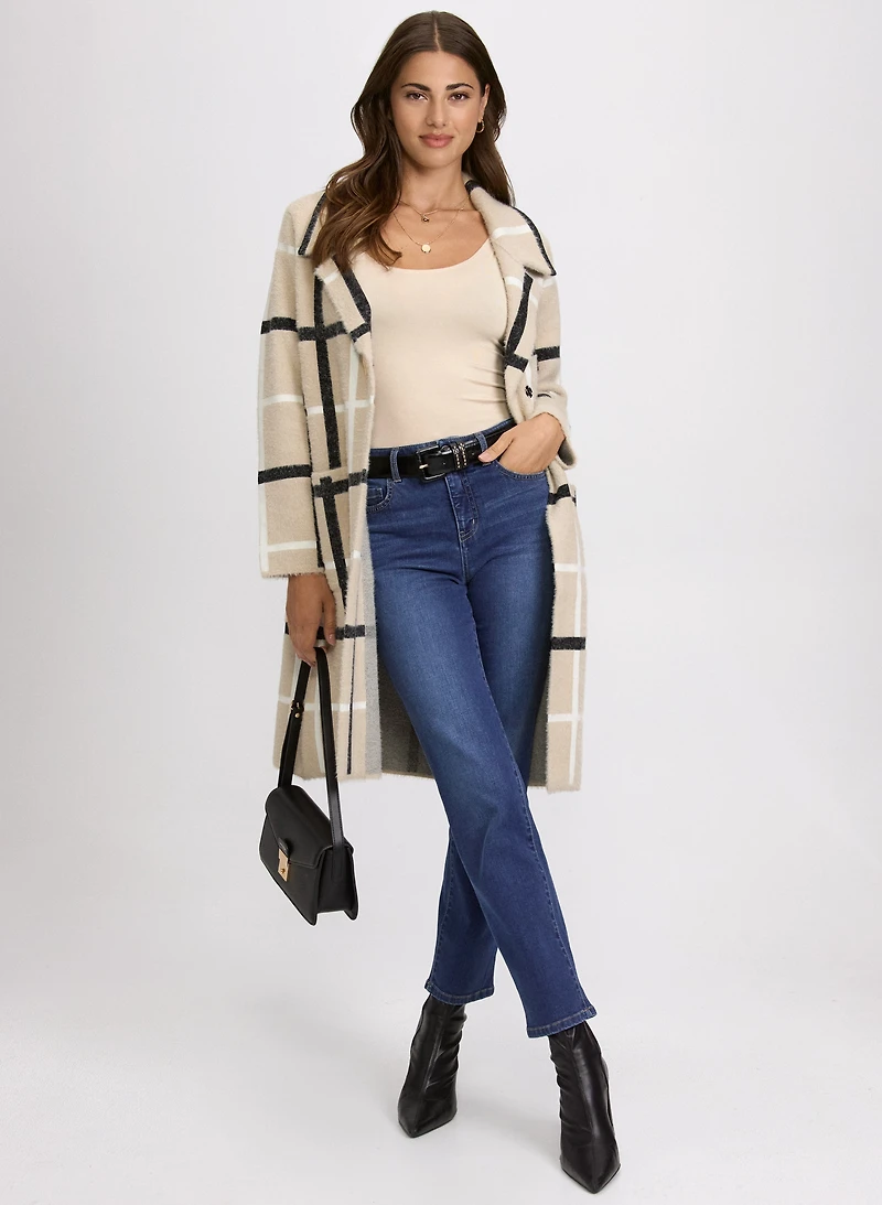 Plaid Knit Cardigan