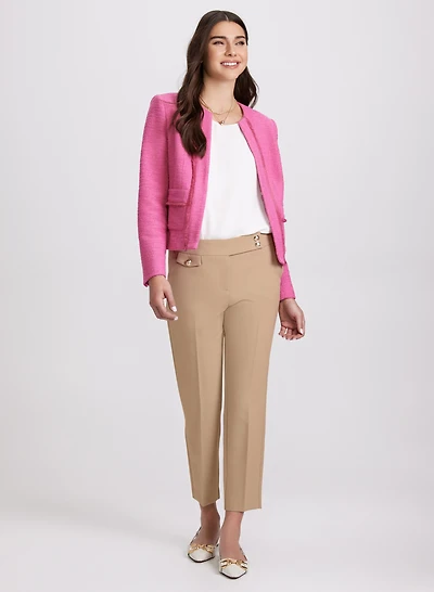 Fringe Tweed Jacket & Emma Embossed Button Pants