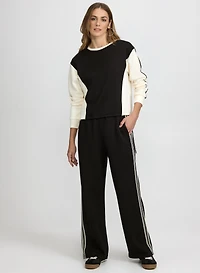 Haut à blocs de couleur et pantalon large à enfiler