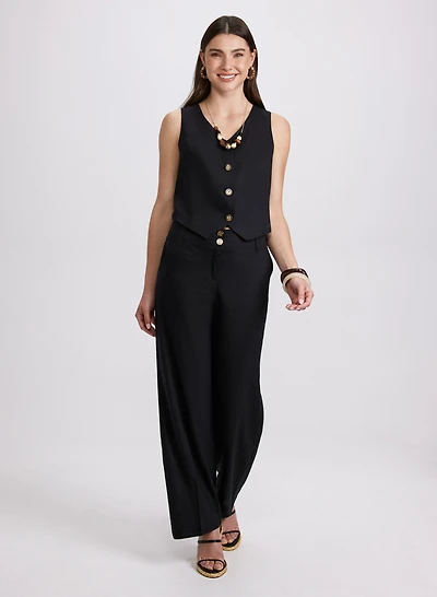 Linen-Blend Vest & Olivia Pants