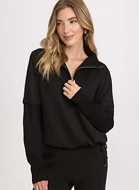 Zip-Up Funnel Neck Top