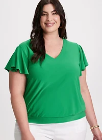 Short Flutter Sleeve Top