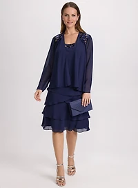 Ensemble à veste et robe en chiffon