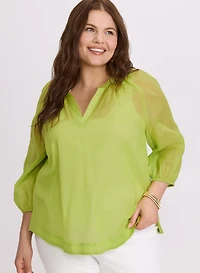 Cotton Split Neck Blouse