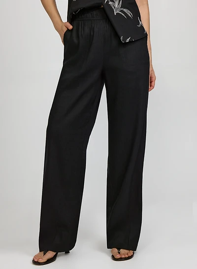 Linen-Blend Wide-Leg Pants
