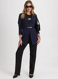 Belted Collarless Blazer & Olivia Wide-Leg Pants
