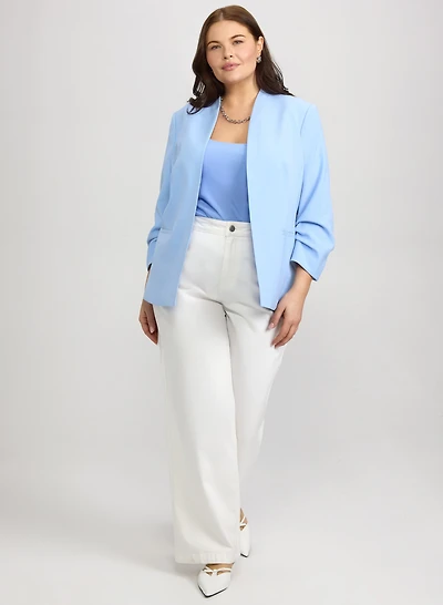 Open Front Jacket & Wide-Leg Jeans