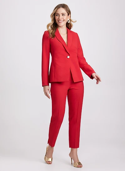 Single-Button Blazer & Emma Slim-Leg Ankle Pants
