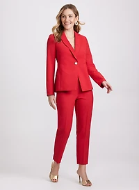 Single-Button Blazer & Emma Slim-Leg Ankle Pants