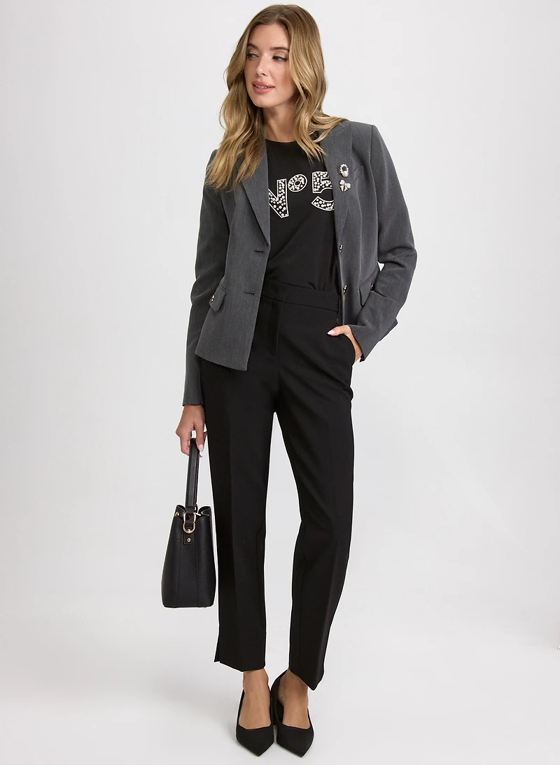 Peplum Back Blazer & Emma Slim-Leg Pants