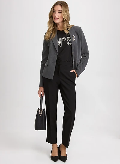 Peplum Back Blazer & Emma Slim-Leg Pants