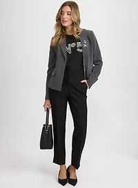 Peplum Back Blazer & Emma Slim-Leg Pants