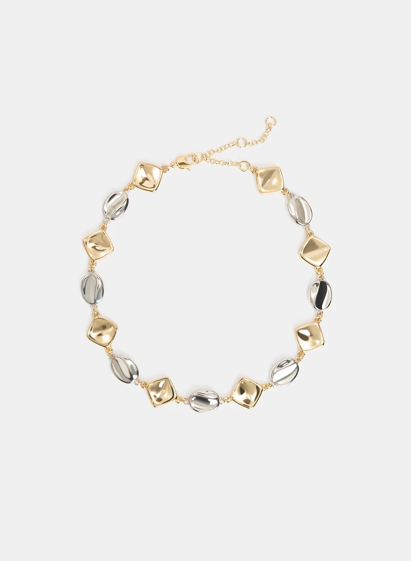 Collier géométrique à deux tons