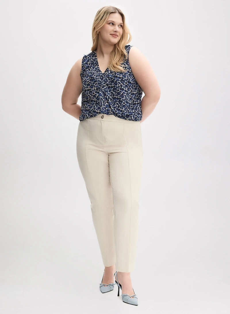 Sleeveless Leopard Print Blouse & Slim Leg Pants