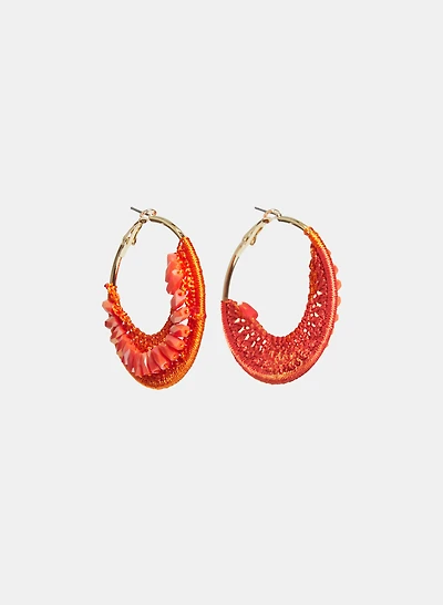 Bead & Knit Hoop Earrings