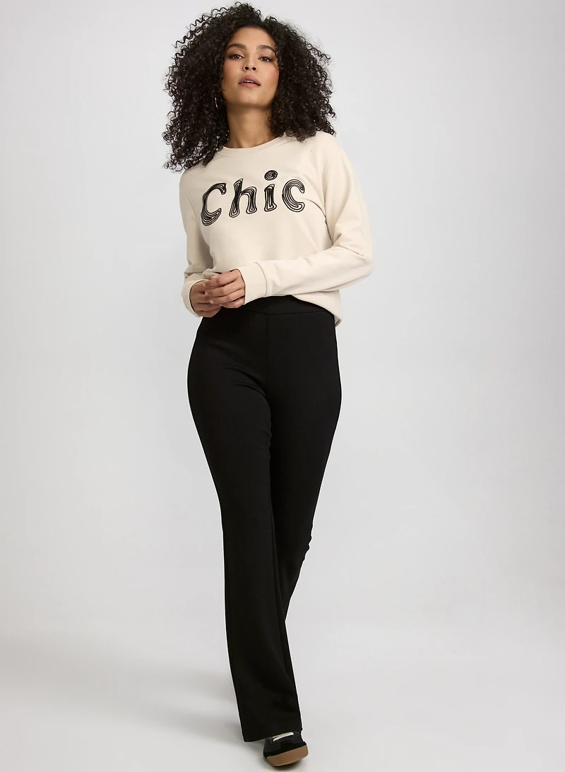 Embroidered Script Top &  Pull-On Scuba Pants