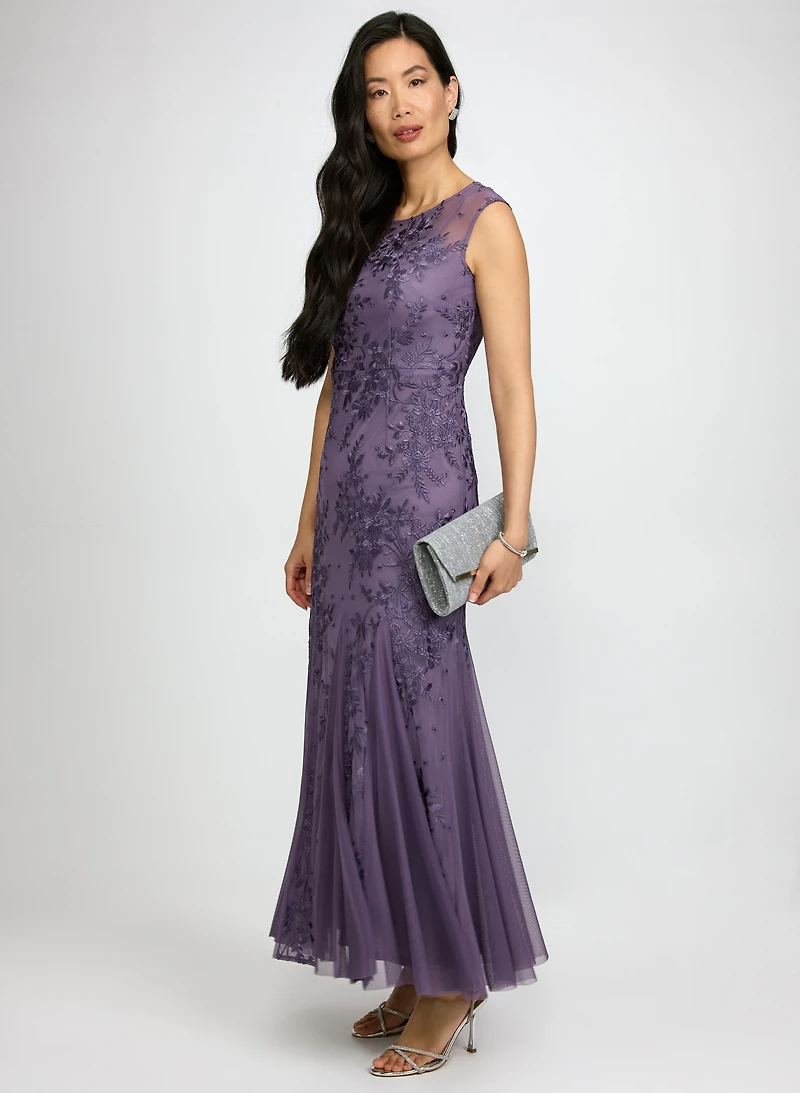 Embroidered Mesh Dress