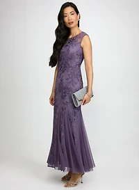 Embroidered Mesh Dress