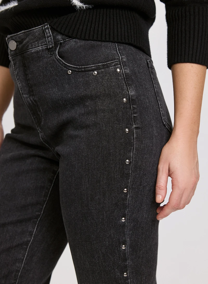 Studded Straight-Leg Jeans