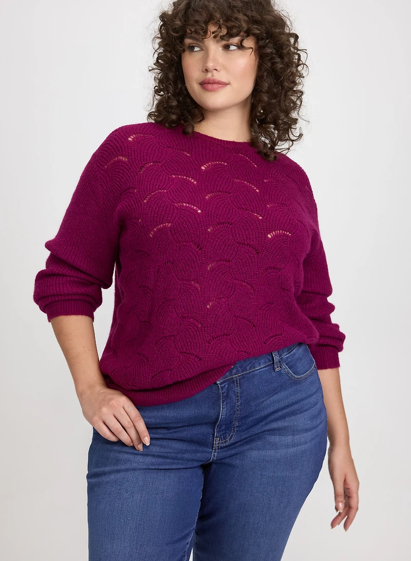 Open Knit Metallic Sweater