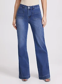 Patch Pocket Wide-Leg Jeans
