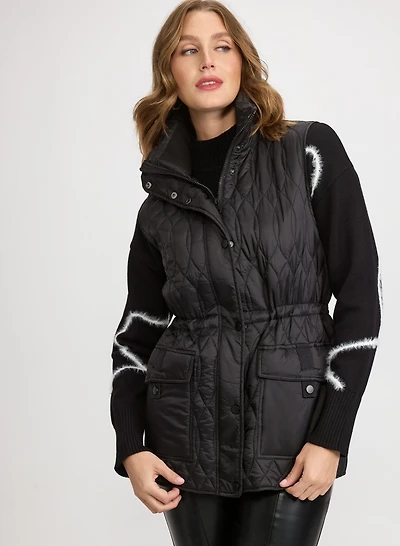 Quilted Drawstring Waist Vest