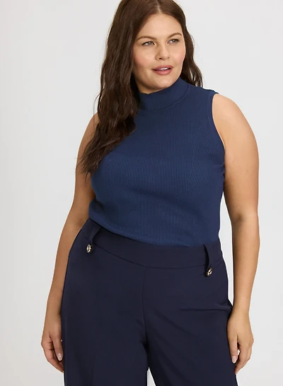 Sleeveless Mock Neck Knit
