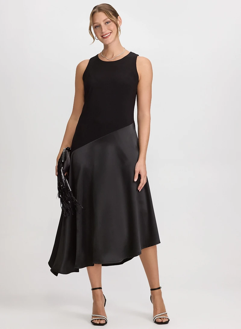 Robe bimatière asymétrique