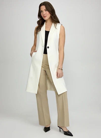 Button-Front Longline Vest & Lily Straight-Leg Pants