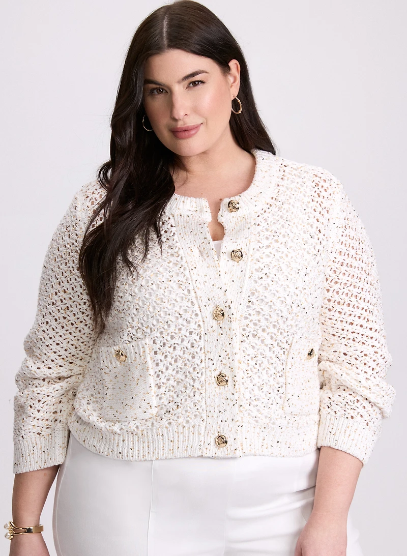 Joseph Ribkoff - Cardigan boutonné en tricot ajouré