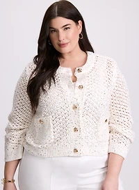 Joseph Ribkoff - Cardigan boutonné en tricot ajouré