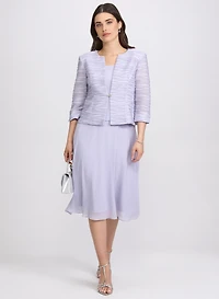 Textured Jacket & Chiffon Dress Set