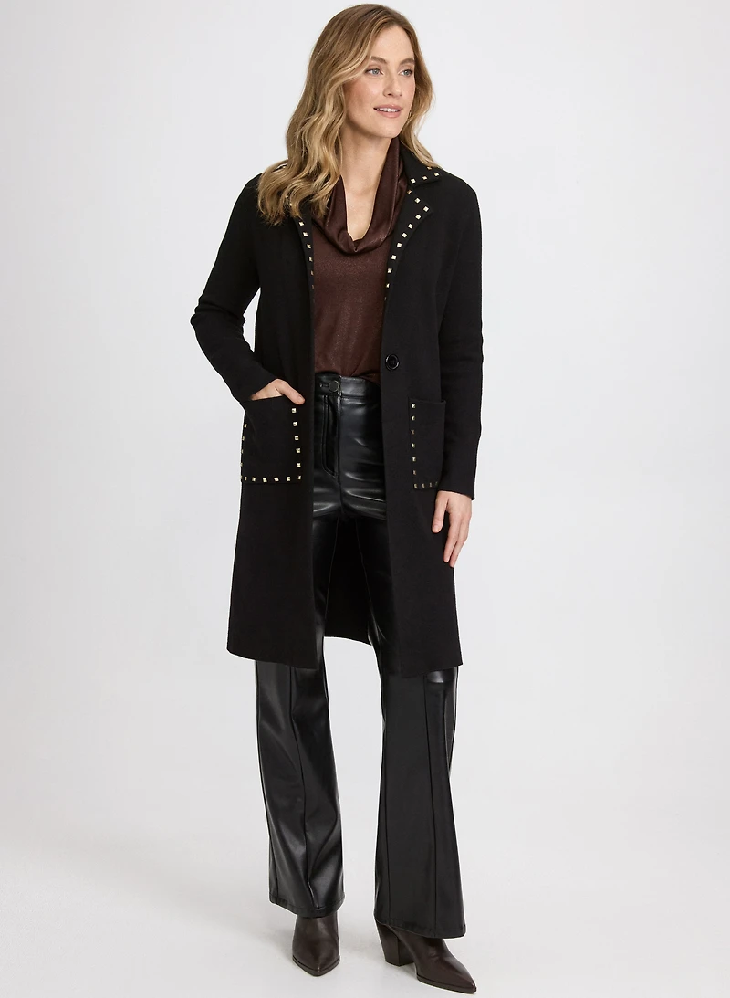 Vegan Leather Flare-Leg Pants