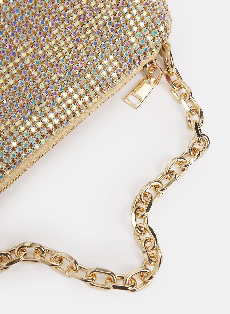 Rhinestone Mesh Evening Bag