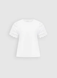 Scalloped Cotton-Blend T-Shirt