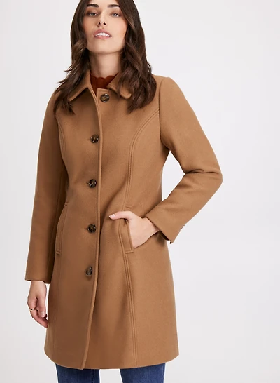 Stretch Wool-Blend Coat