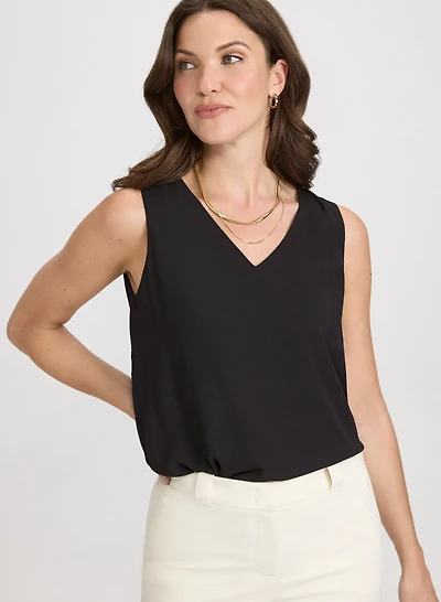Sleeveless V-Neck Blouse